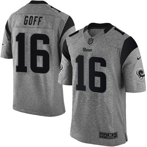 Nike Rams #16 Jared Goff Gray Men's Stitched NFL Limited Gridiron Gray Jersey - Click Image to Close